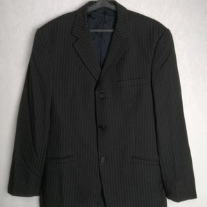 VERSACE CLASSIC Wool Blend Jacket, Y2K Gianni Versace V2 Suit Jacket, Mens Black Formal Blazer, Vintage Italian Designer Sport Coat, Size 50