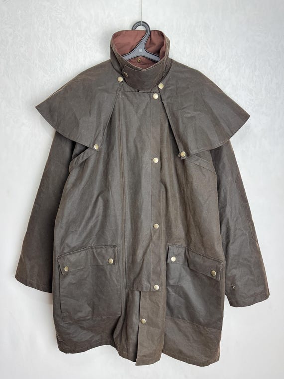 Australian Outback Mens Jacket, Brown Waxed Cotton Jacket, 80s