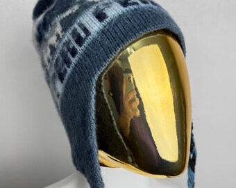 Vintage Peruvian Chullo Hat, Alpaca Ear Flap Winter Hat, Llama