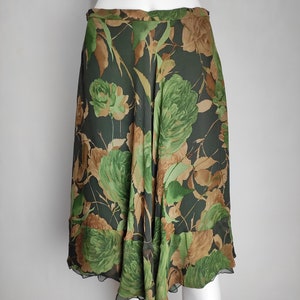 VALENTINO Silk Skirt, Floral Print Pleated Skirt, 90s Luxury Designer Skirt, A-Line Chiffon Midi Skirt, Made In Italy Haute Couture, Size 8