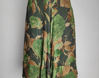 VALENTINO Silk Skirt, Floral Print Pleated Skirt, 90s Luxury Designer Skirt, A-Line Chiffon Midi Skirt, Made In Italy Haute Couture, Size 8