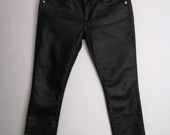 ALEXANDER MCQUEEN Vintage Waxed Jeans Black Wolf Patched