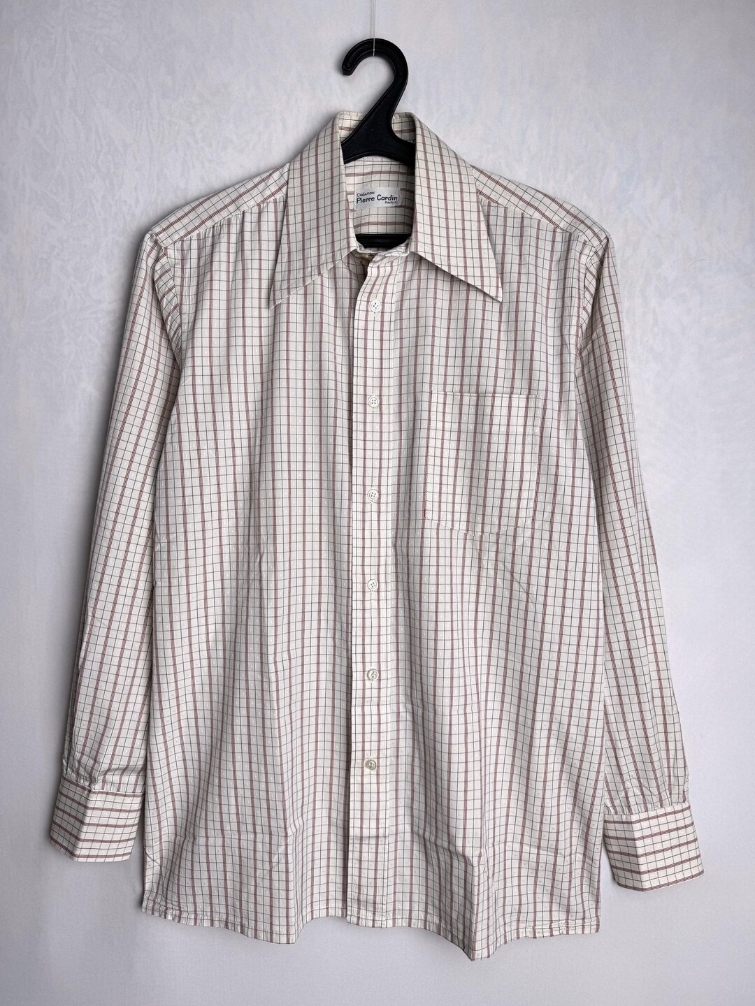 Chemise Pierre Cardin Vintage Années 70 – Beige, Manches Longues, Taille 36 (Neuve Avec étiquettes)