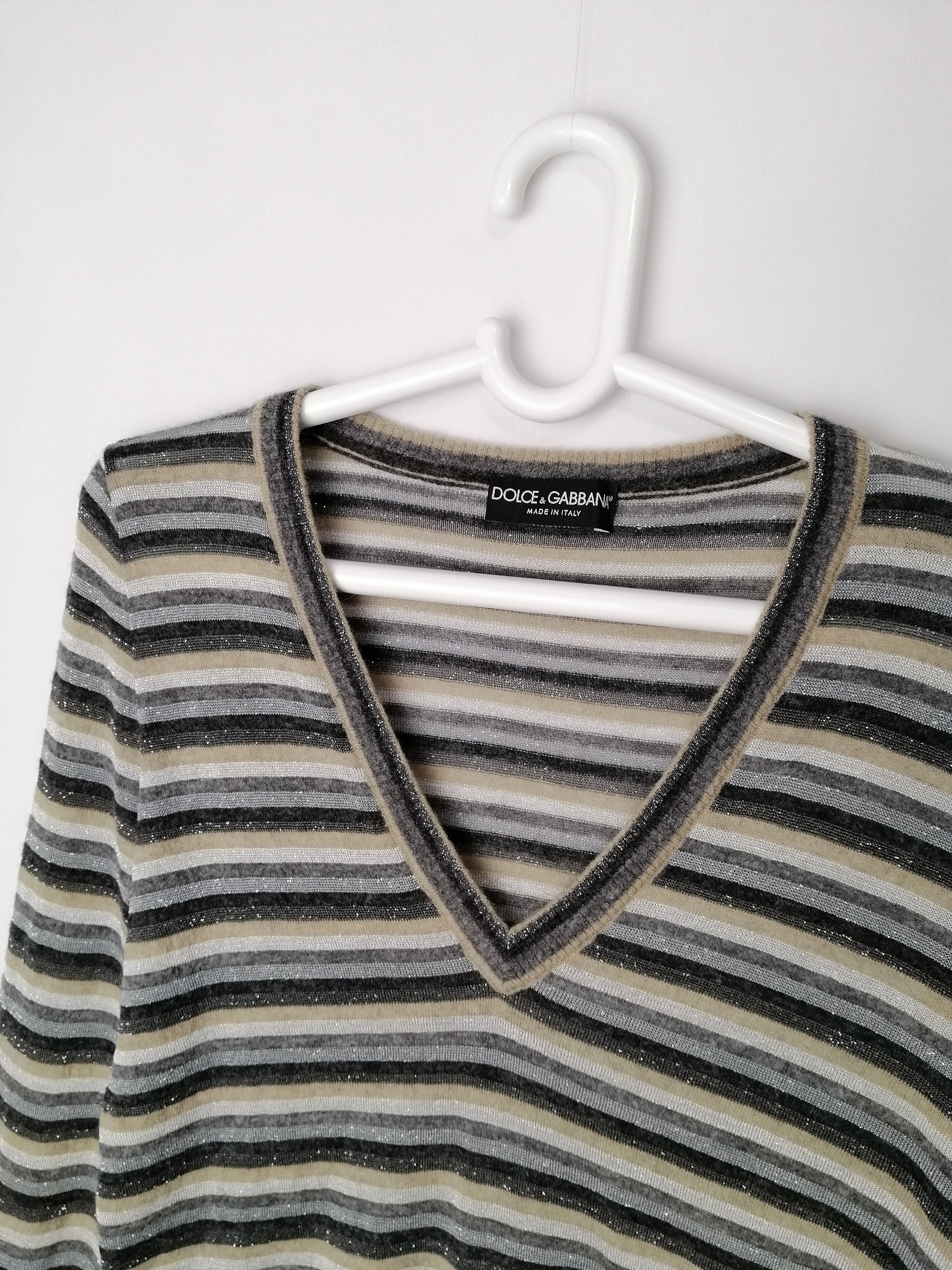 DOLCE & GABBANA Vintage Womens Jumper 90s DG Striped Lurex