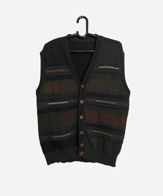 Vintage Wool Blend Vest gilet pour homme des ann es 80 cardigan