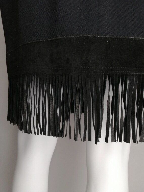 BYBLOS Wool Mini Skirt, Suede Applique Fringed Sk… - image 9