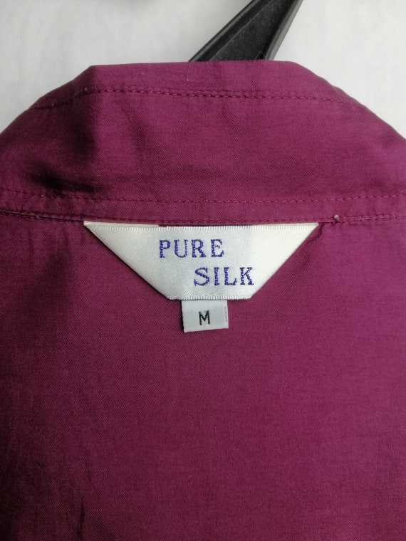 Vintage Mens Silk Shirt, 90s Oversized Pure Silk … - image 4