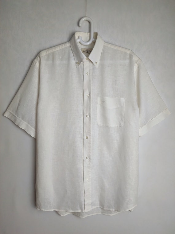 VALENTINO UOMO Cotton Shirt, Mens White Short Sle… - image 1