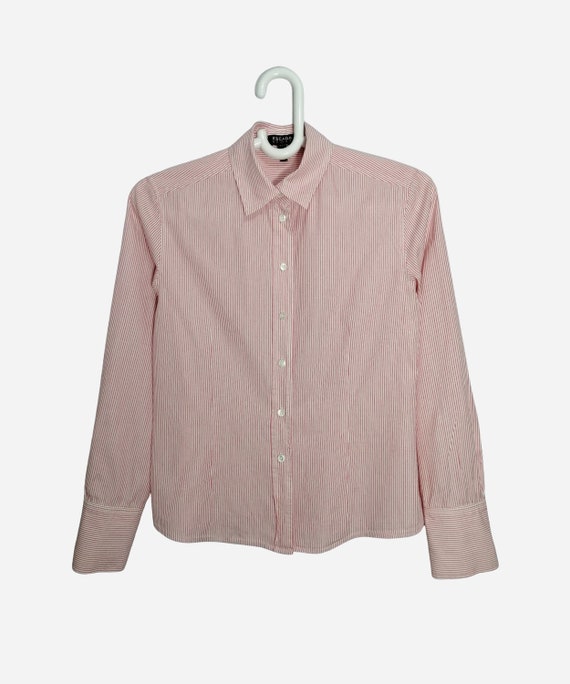 ESCADA SPORT Womens Shirt Red White Striped Cotton Long