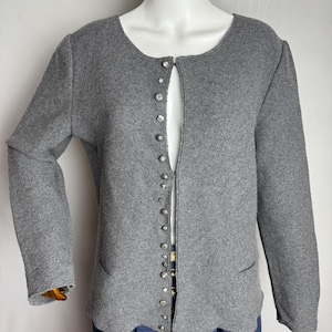 Austrian Wool Cardigan, Dirndl Folk Cardigan, Traditional Trachten Sweater, Oktoberfest Tyrol Cardigan, German Bavarian Alpen Knitwear, XL