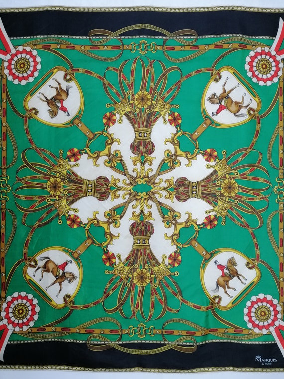 VINTAGE Equestrian Silk Scarf 60s Pure Silk Horse Pri… Gem
