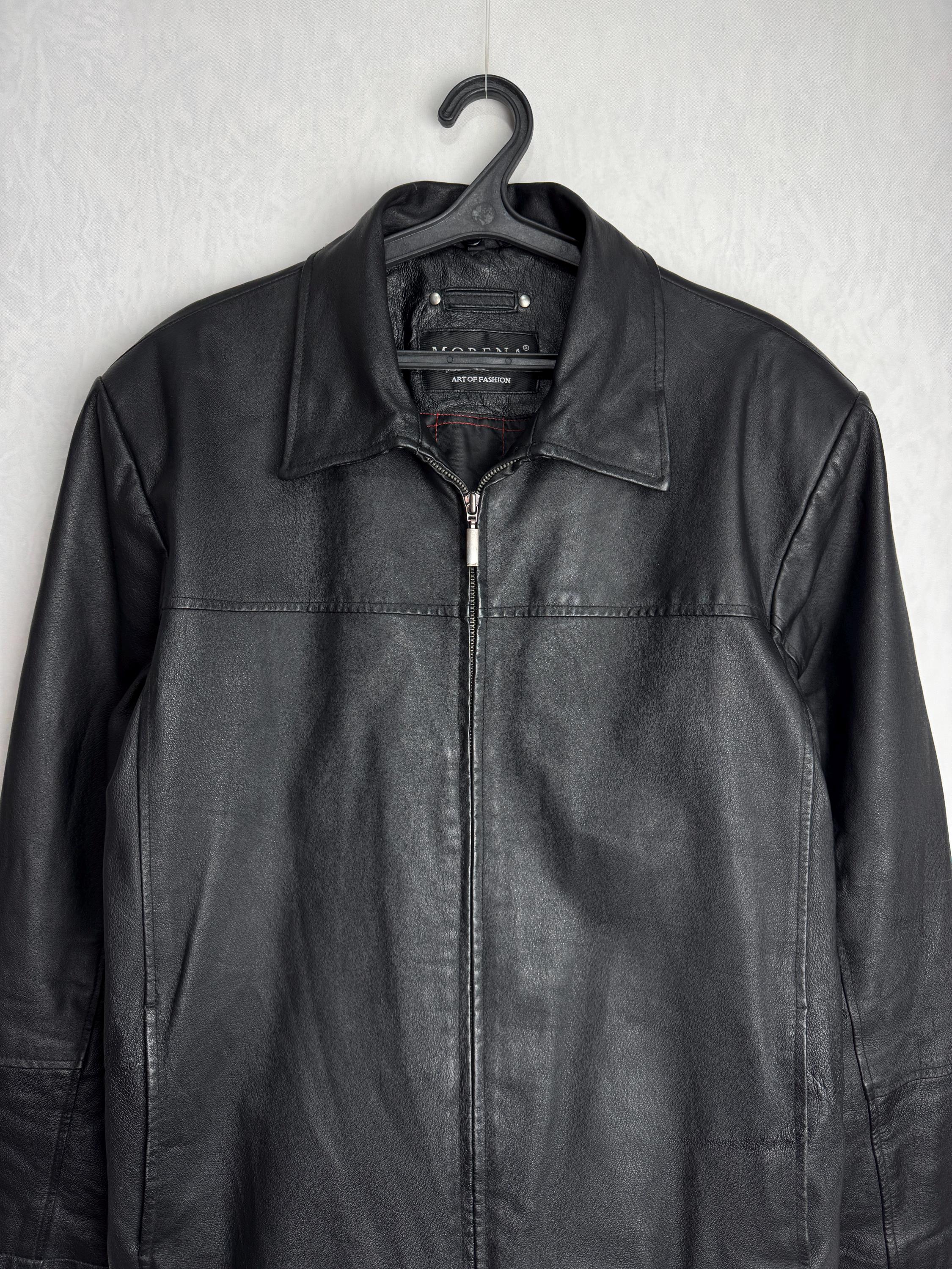 90s Mens Leather Jacket, Classic Biker Leather Jacket, Black