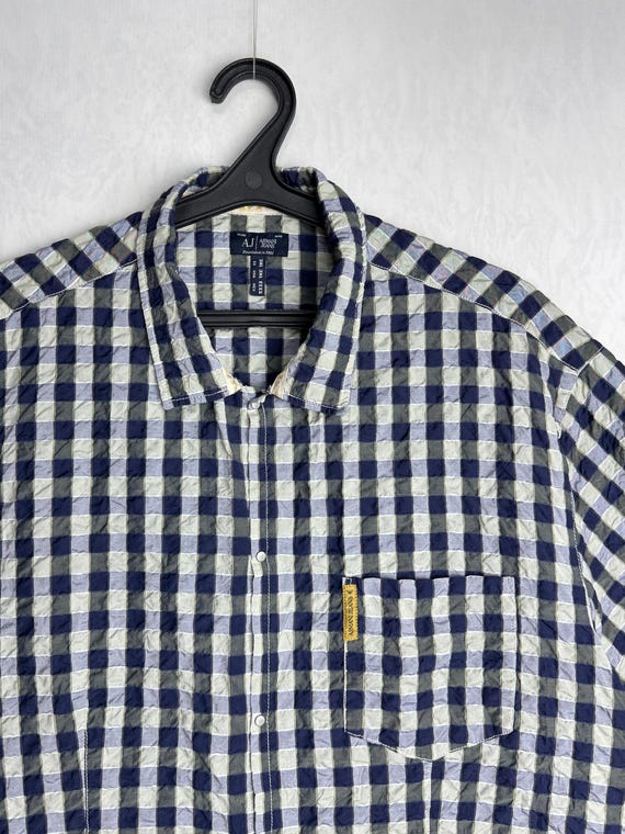 ARMANI JEANS Mens Check Shirt, Y2K Giorgio Armani, Italian