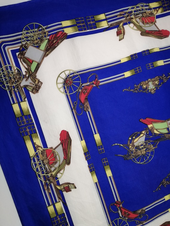 VINTAGE Silk Scarf Coach Carriage Print Pure Silk… - image 5