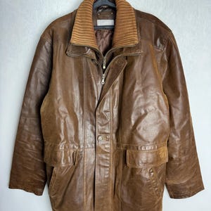 90s Mens Leather Jacket, Brown Motorcycle Jacket, Genuine Real Leather Pilot Jacket, Zipped Flight Jacket, Aviator Biker Bomber Jacket, XL