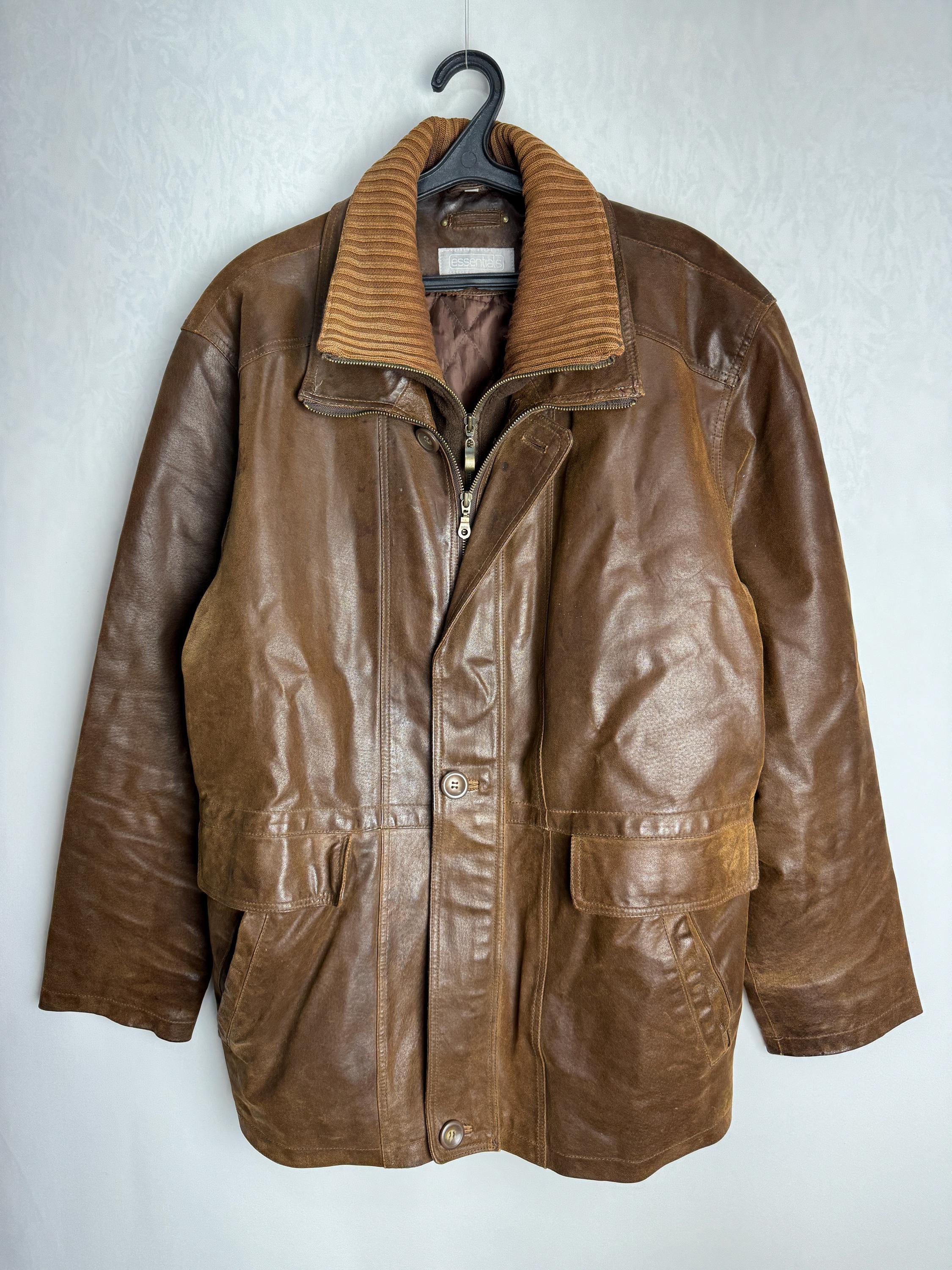 90s Mens Leather Jacket, Brown Motorcycle Jacket, Genuine Real