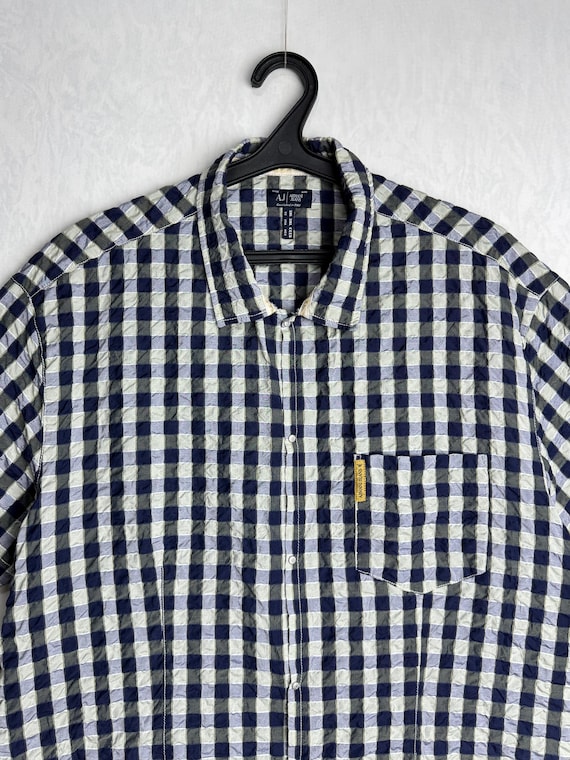 古着　Giorgio Armani グラフチェックシャツ　メンズコレクション ARMANI JEANS Mens Check Shirt, Y2K Giorgio Armani, Italian
