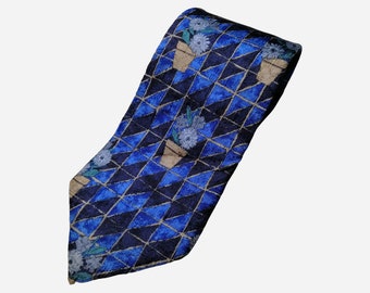 ERMENEGILDO ZEGNA vintage Hommes Soie Cravate 80s Designer Italien Floral Géométrique Cravate Pour Hommes Made In Italy Cadeau Pour Lui