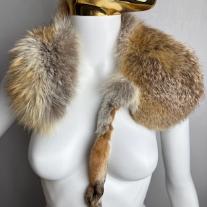 Vintage Real Fox Fur Collar, Luxury Brown Fox Paw Stole, Old Hollywood Glamour Fur Wrap, Genuine Fox Fur Shawl, Retro Mid Century Accessory