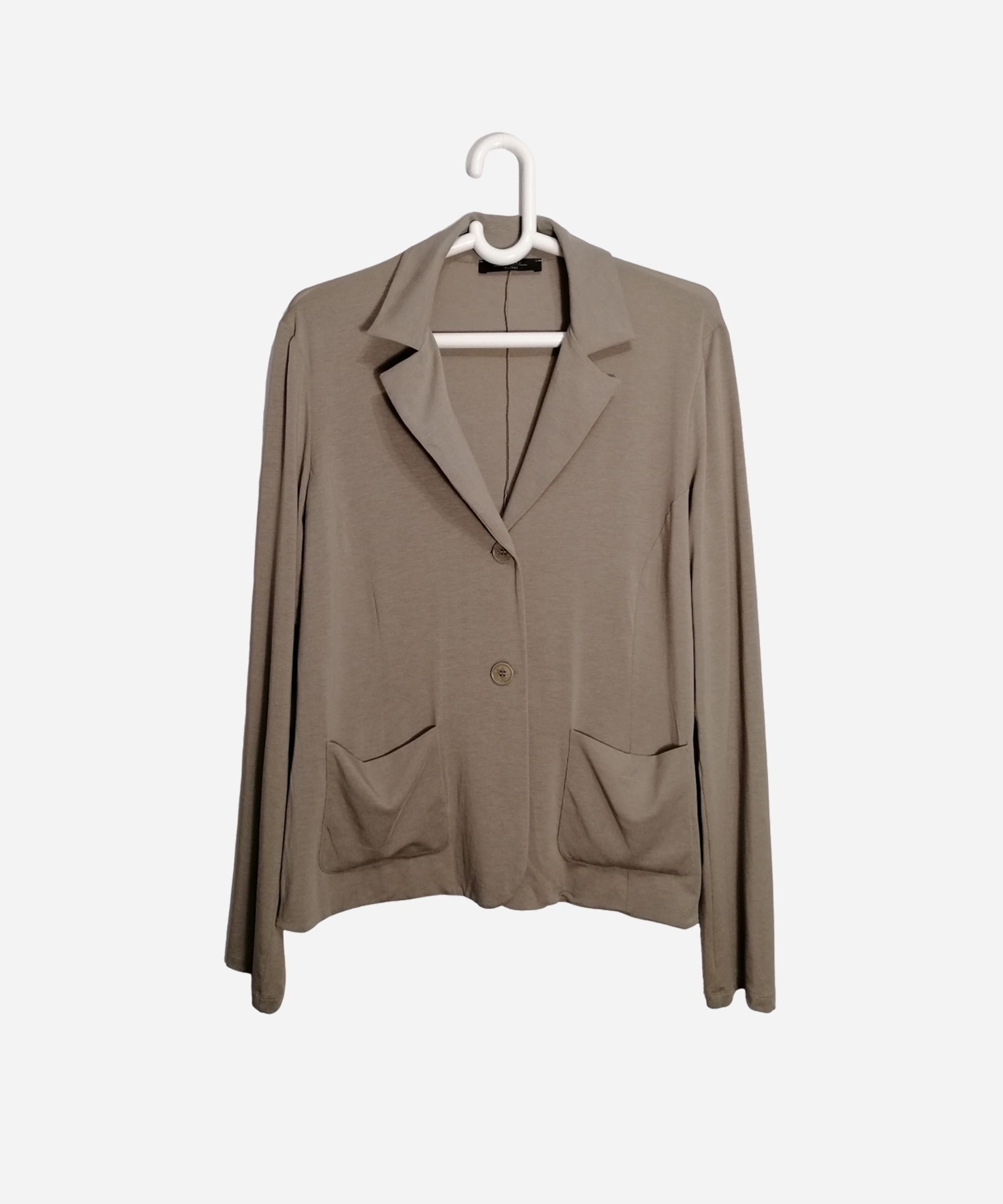 Weekend Max Mara, MAX MARA WEEKEND Vintage Womens Cardigan Beige Lightweight Two Button Knit Blazer Long Sleeve Luxury Top Italy Extra Large Size XXl