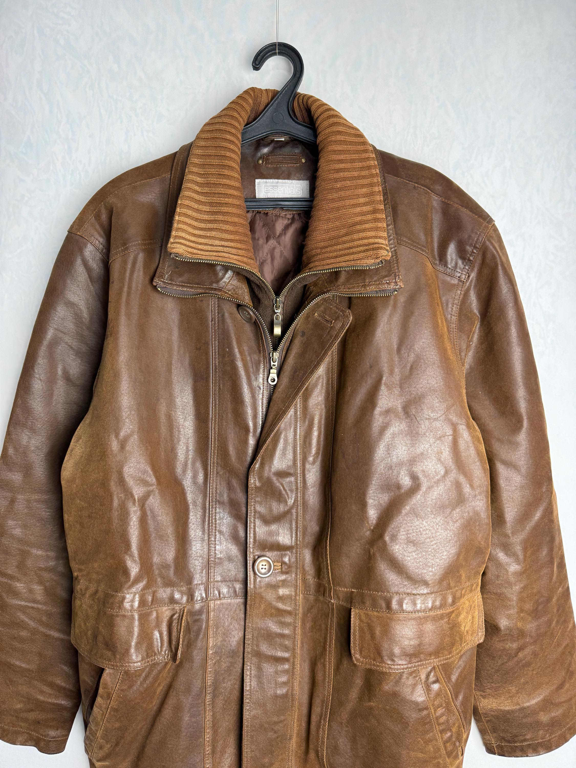 90s Mens Leather Jacket, Brown Motorcycle Jacket, Genuine Real