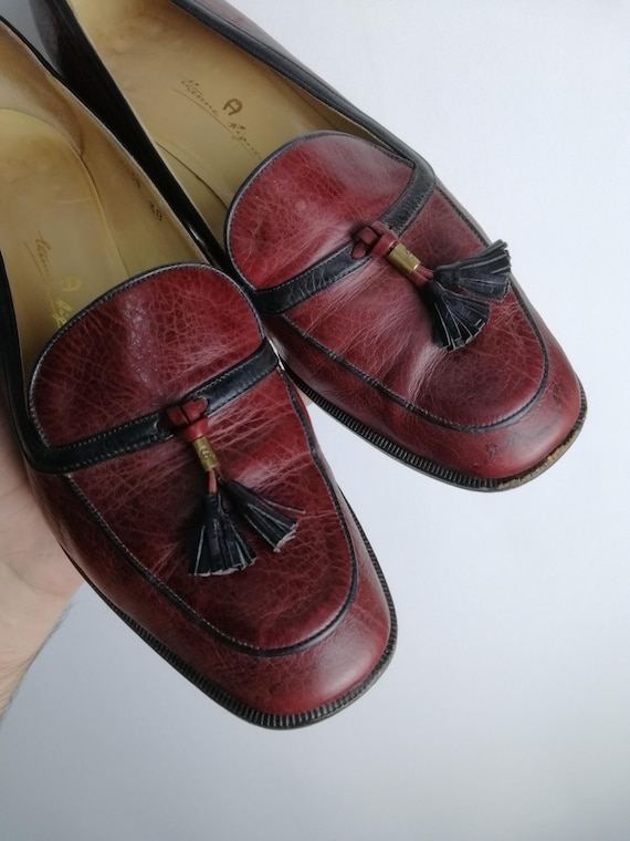ETIENNE AIGNER Womens Tassel Loafers, 80s Genuine Leather
