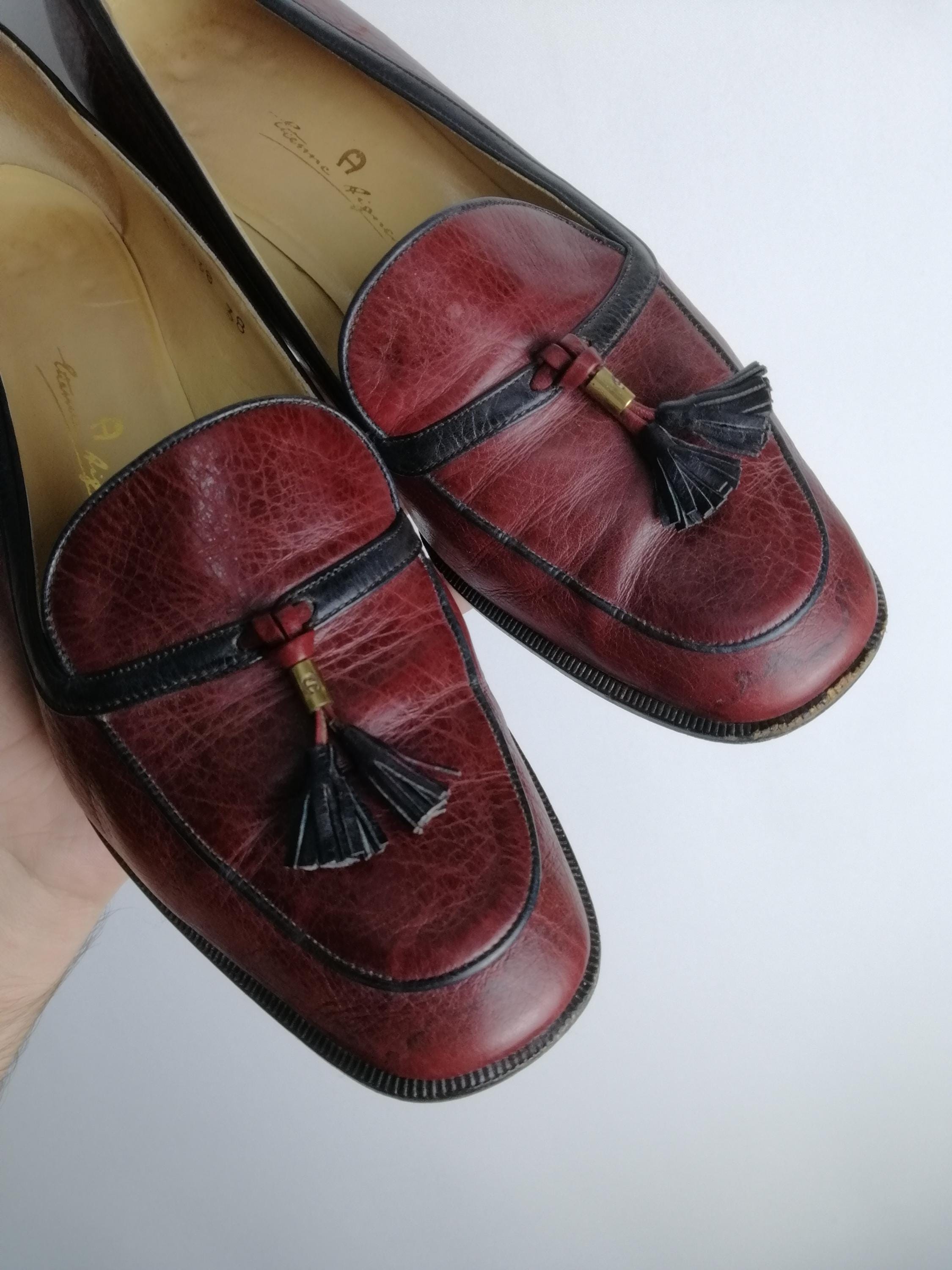 ETIENNE AIGNER Womens Tassel Loafers, 80s Genuine Leather