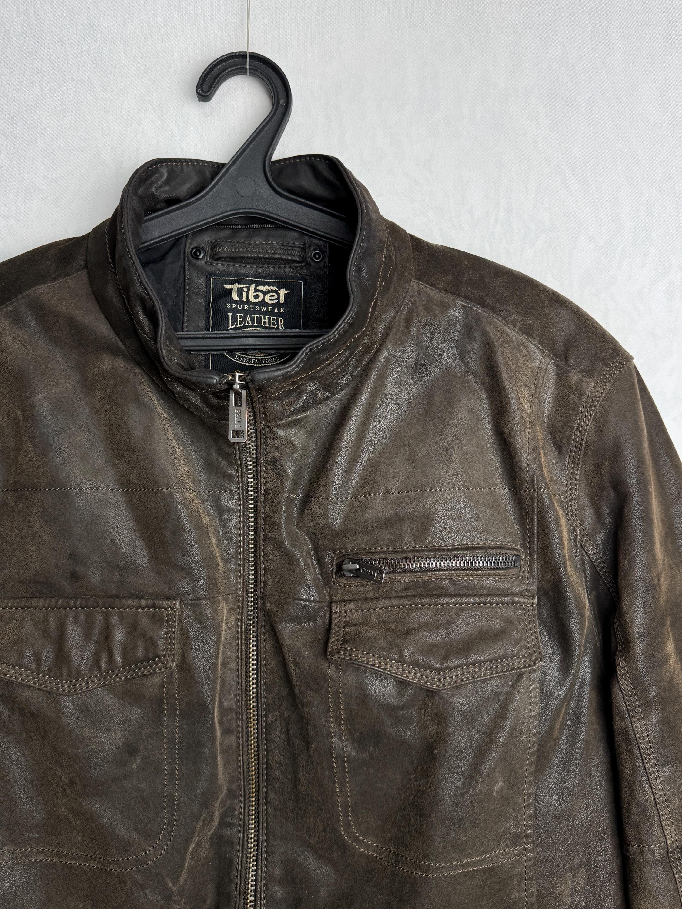 Vintage Mens Leather Jacket, 90s Classic Moto Jacket, Brown Biker