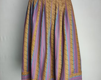 Austrian Cotton Skirt, Dirndl Folk Skirt, Traditional Trachten Midi Skirt, Oktoberfest Tyrolean Skirt, German Bavarian Alpine Skirt, Size S