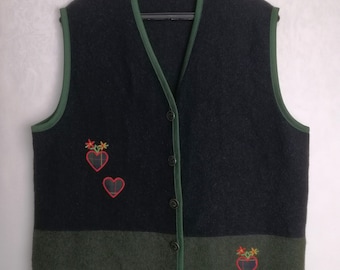Chaleco austriaco de lana hervida, chaleco Trachten Dirndl, chaqueta sin mangas Oktoberfest, chaleco popular tirol, chaleco alpino bávaro alemán, talla XXL