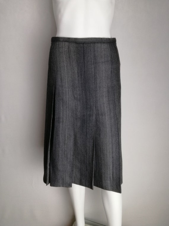 MISSONI Pleated Wool Skirt, 90s Striped Midi Skirt