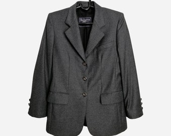 BURBERRYS Vintage Womens Blazer 80s Burberry Of London Wool Cashmere Jacket Authentic Designer Suit Jacket With Silver Knight Buttons