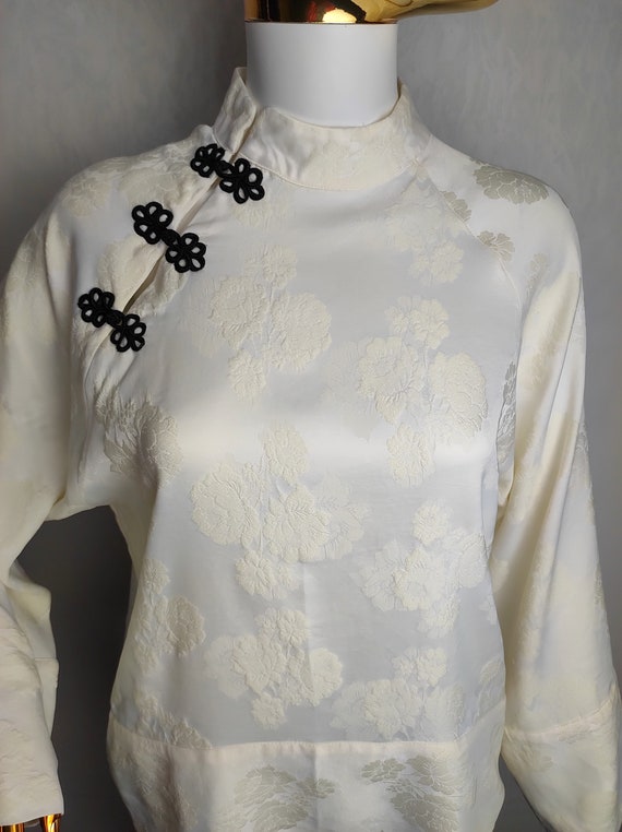 Chinese Floral Jacquard Blouse, Asian Cheongsam B… - image 9