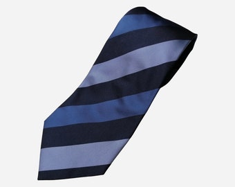 LOUIS FERAUD Corbata de seda, corbata de cuello de diseñador vintage, corbata formal a rayas azules, corbata de declaración hecha en Italia, accesorio de seda para hombres, regalo para él