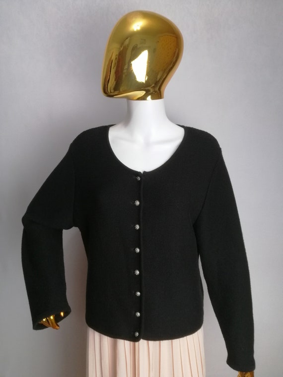 Austrian Cotton Cardigan, Black Dirndl Cardigan, … - image 6