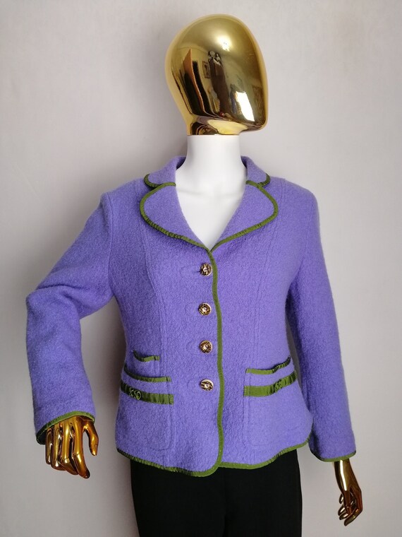H.MOSER Boiled Wool Jacket Austrian Trachten Blazer Tyrol Folk