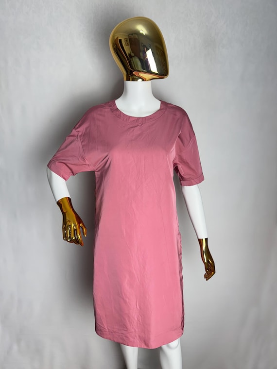MAX MARA Viscose Shift Dress, Y2K Designer Pink Dress, Minimalist