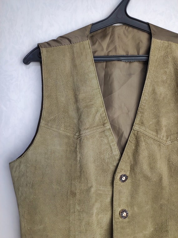 Austrian Suede Vest, Trachten Leather Vest, Men O… - image 9