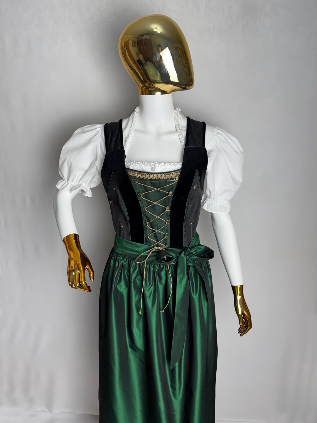 Sleeveless Floral Dirndl Dress, Trachten Austrian Dress, Alpen Bavarian ...