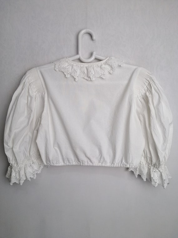 DIRNDL White Cropped Top, Puff Sleeve Austrian Bl… - image 2