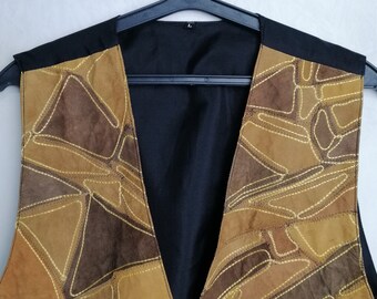 トップス vintage leather patchwork Tyrolean vest Genuine Waxed Leather Cowboy Vest – Boho Living Room