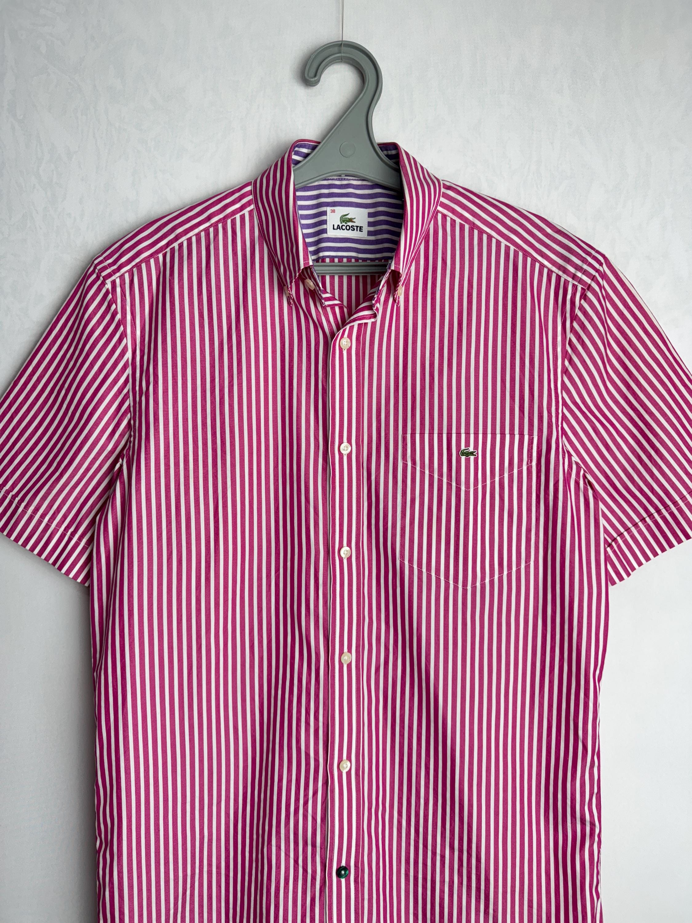 LACOSTE Cotton Shirt, 90s Crocodile Logo Short Sleeve Shirt, Mens Button  Down Shirt, Striped Summer Shirt, Casual Streetwear Shirt, M - Etsy, image size:2250x3000