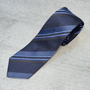 ROBERTO CAVALLI Silk Tie, Blue Striped Necktie, Italian Designer Neck Tie, Statement Tie For Him, Classic Suit Accessory, Mens Birthday Gift