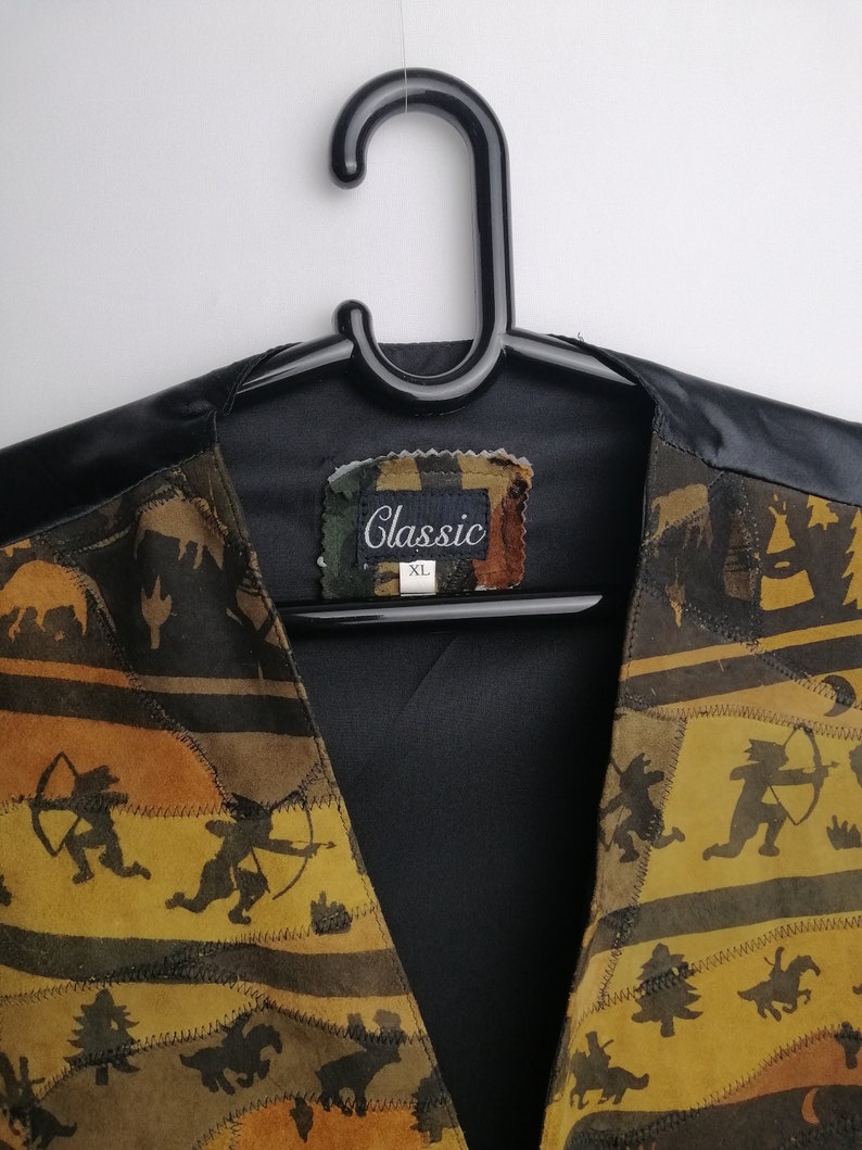 VINTAGE Mockaväst Äkta Läder Western Cowboyväst Unisex Brun Festivalväst bild 2
