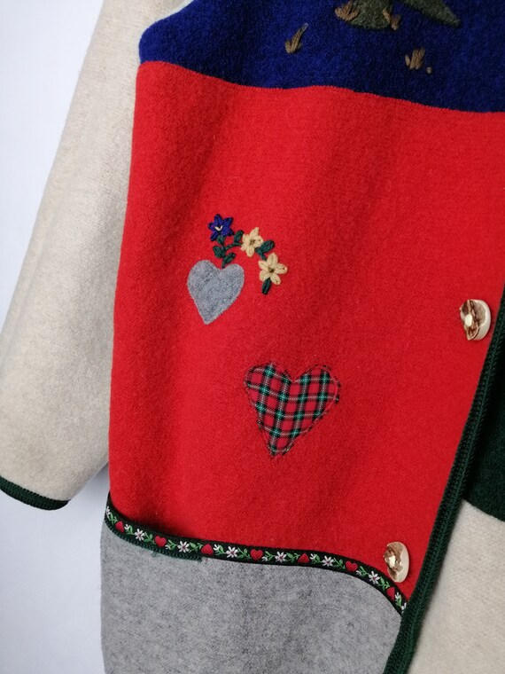 VINTAGE Embroidered Wool Cardigan Austrian Dirndl… - image 9