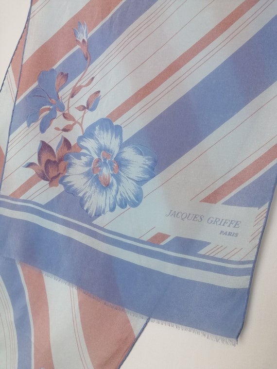 JACQUES GRIFFE Vintage Silk Scarf 70s Designer Flo