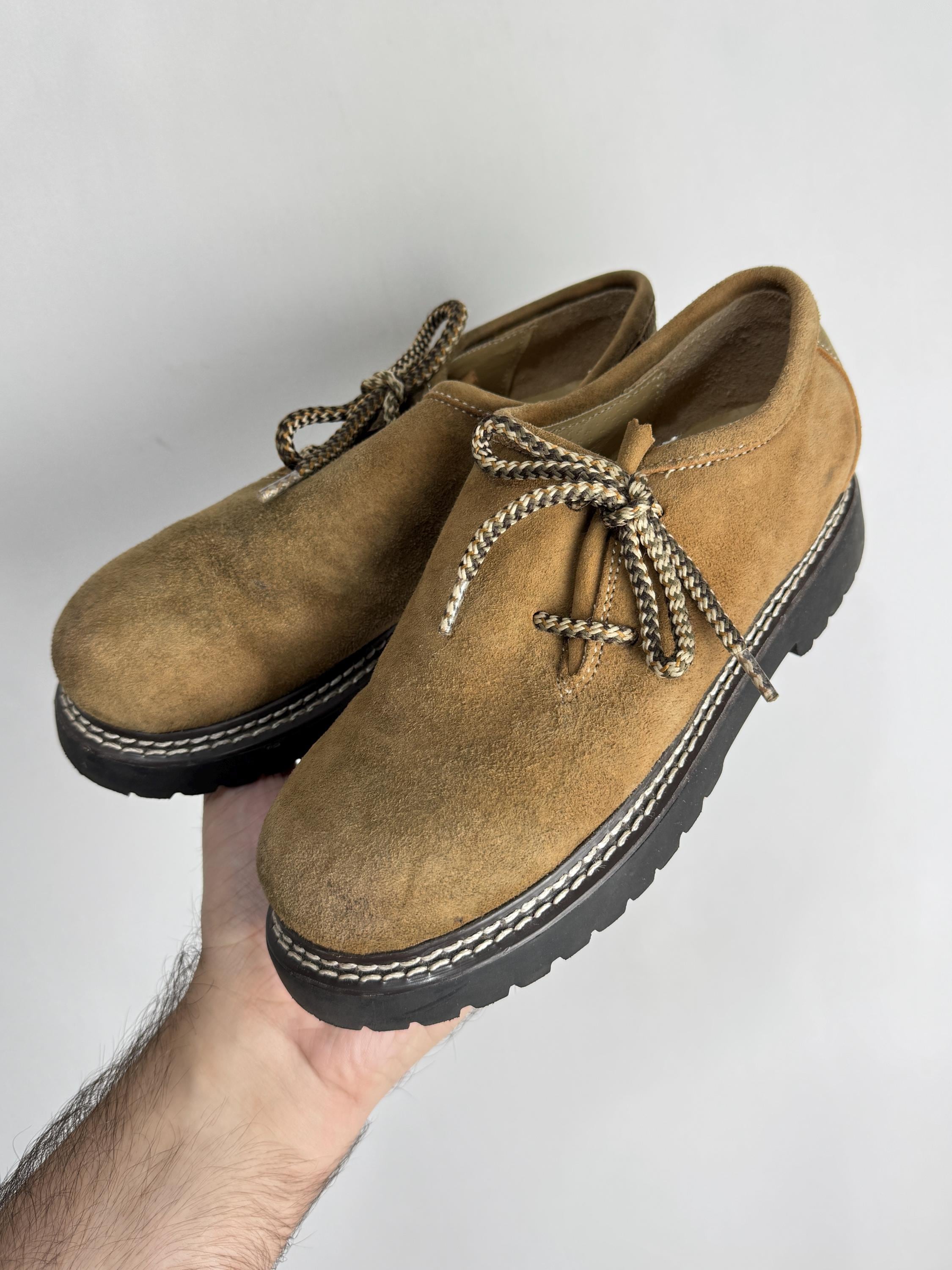 Kids Traditional Trachten Shoes, Brown Suede Austrian Shoes