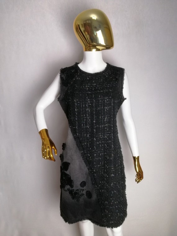 adrianna papell embroidered illusion sheath dress Adrianna Papell Illusion Boat Neck 3/4 Scuff Bell Sleeve 3D Floral  Embroidery Throughout Sheath Woven Dress