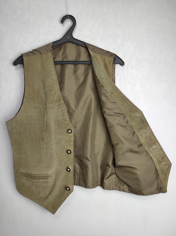 Austrian Suede Vest, Trachten Leather Vest, Men O… - image 8