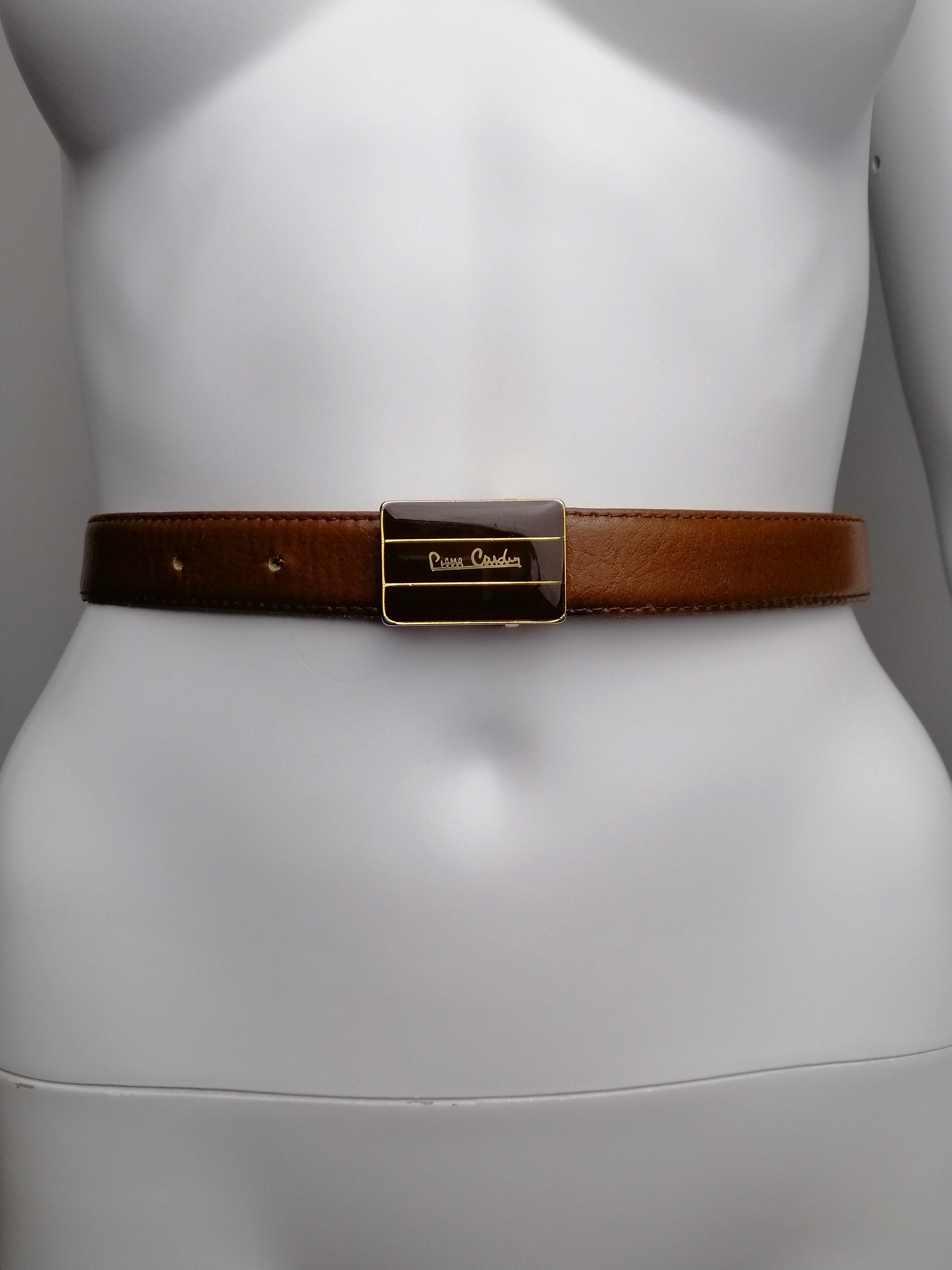 Vintage PIERRE CARDIN Tan Genuine Leather Gold Buckle Unisex Dress Belt Size 36 Pierre Cardin Belt - Etsy main image 2